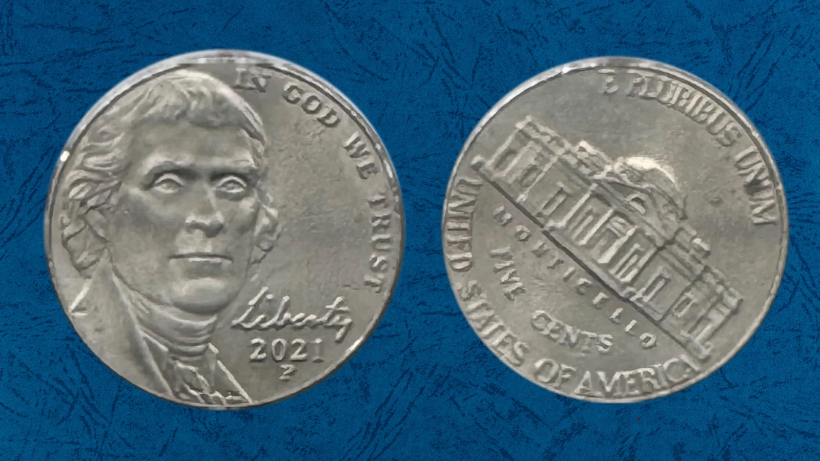 2021-P nickel rotated die error showing 30-45 degree misalignment between obverse and reverse